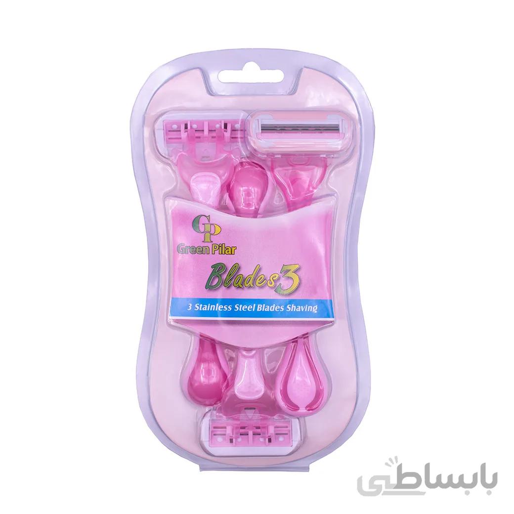 پک خود تراش زنانه 3 تیغ Green Pilar بسته 3 عددی ا Green Pilar Pack 3 Shave Blade for woman 3pcs