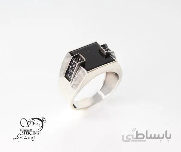 انگشتر نقره مردانه با طرح مربع