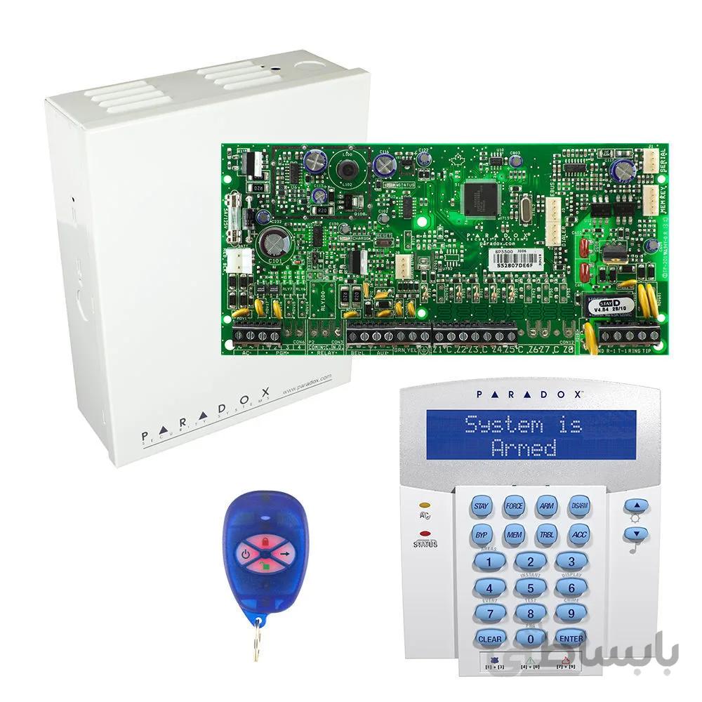 کنترل پنل SP6000 به همراه کی پد K32LX همراه ریموت REM1 پارادوکس + جعبه فلزی