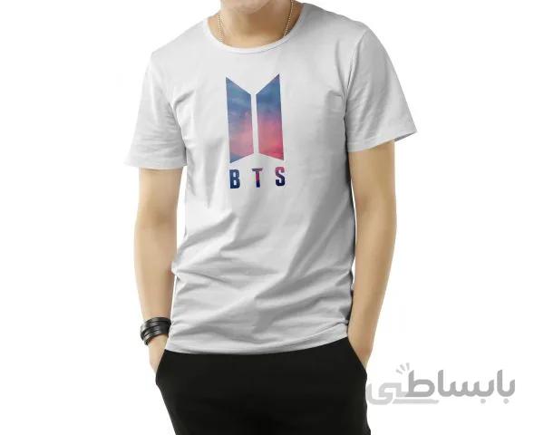 تیشرت سفید طرح BTS galaxy