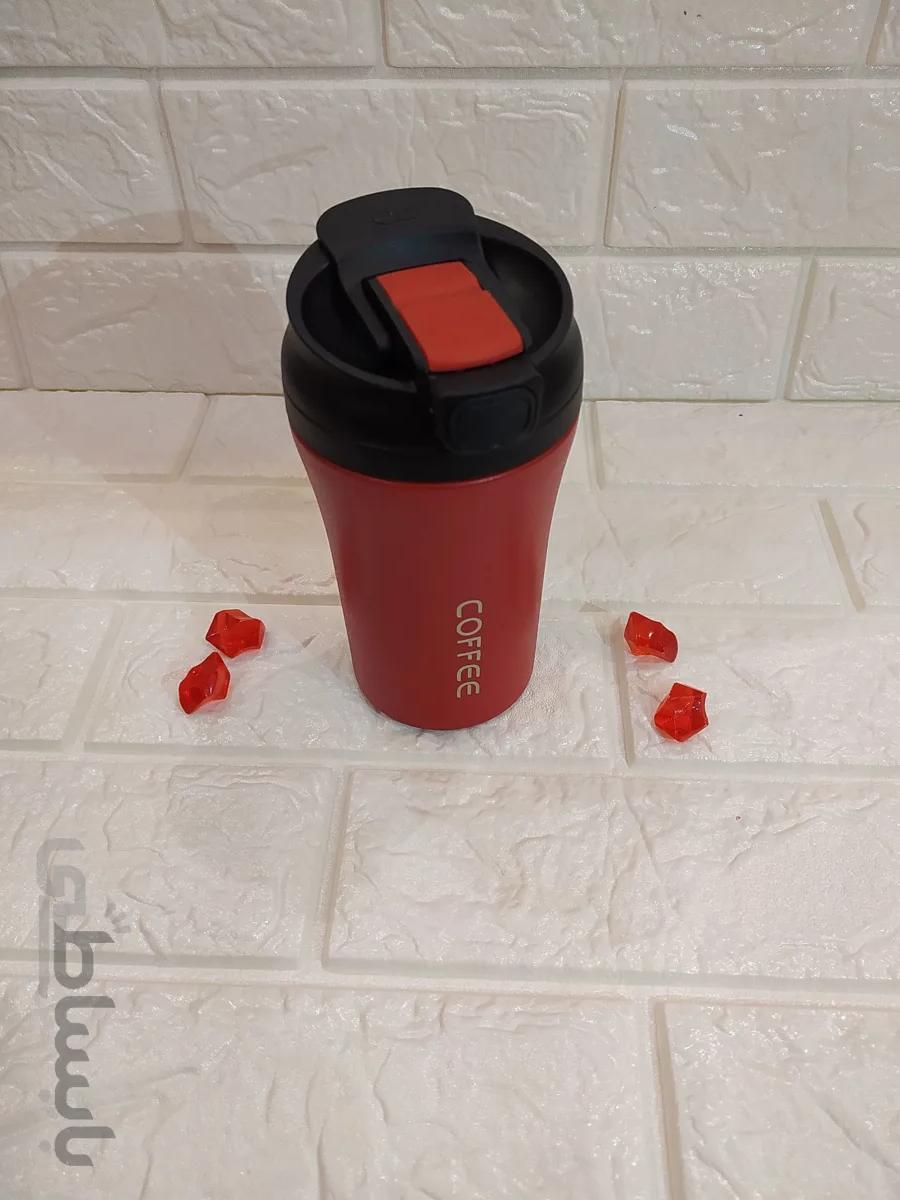 تراول ماگ طرح coffee دو قفل سرد و گرم رنگ قرمز ا Travel mug