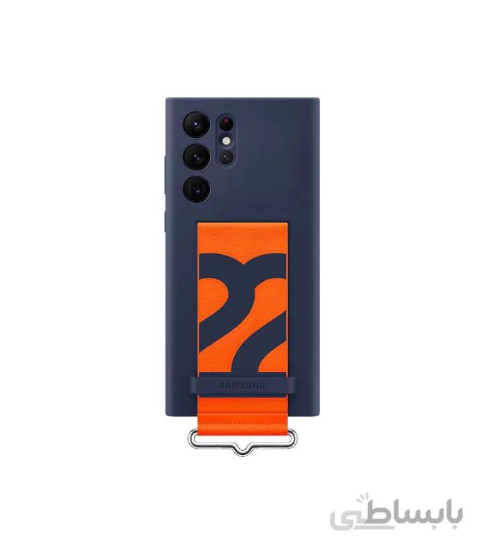 کاور سیلیکونی مدل Silicone Cover with Strap مناسب برای گوشی Galaxy S22 Ultra