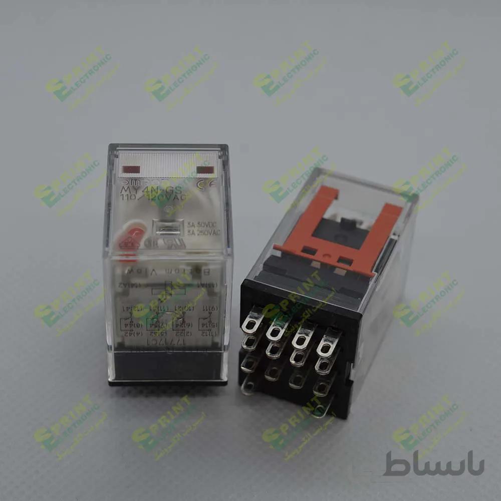 رله 220 ولت ای سی 4 کنتاکت سوکتی 14 پایه 3 آمپر Omron MY4N-GS-220VAC