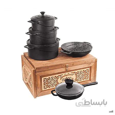 سرویس چدن نالینو ۹ پارچه مدل Dio با جعبه چوبی