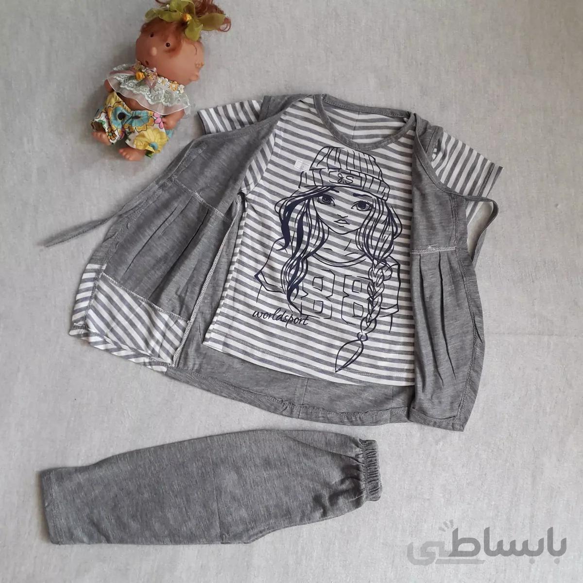 ست سه تیکه دخترانه( تیشرت،شلوارک،رویه )