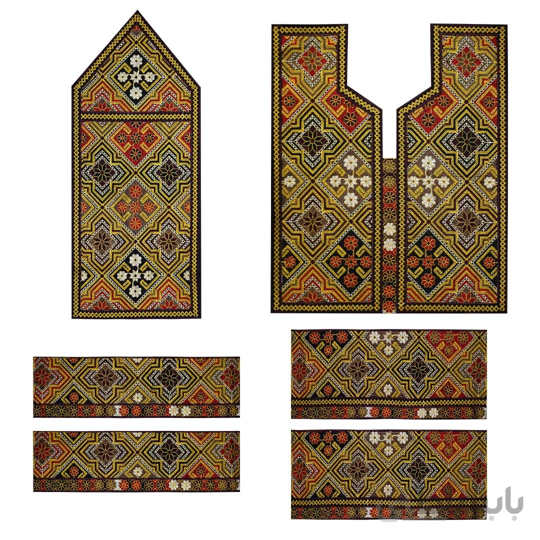 پارچه سوزن دوزی بلوچی 6 تکه مدل Goldar-3028