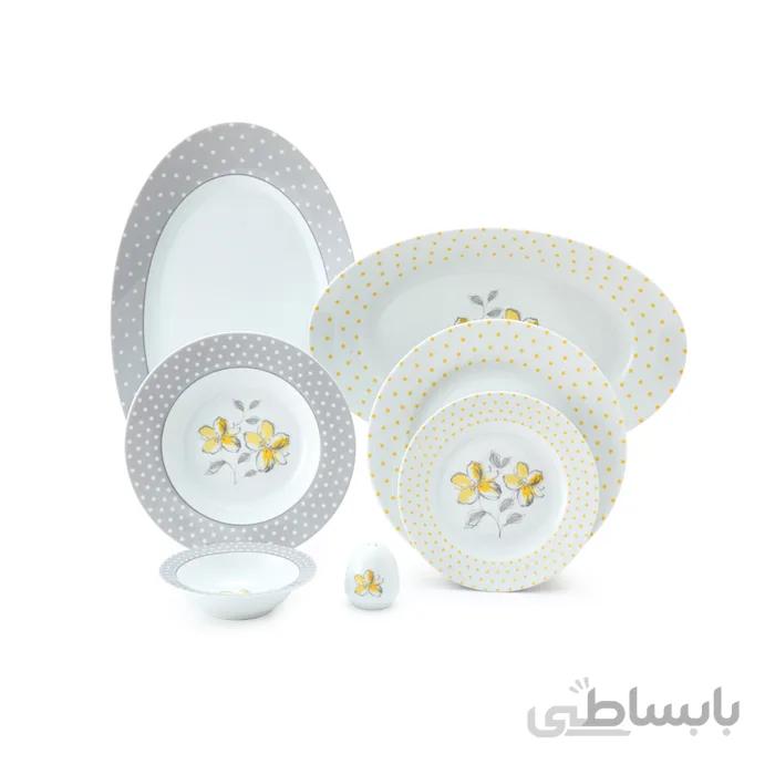 سرویس چینی زرین 6 نفره غذاخوری والنسیا زرد (28 پارچه) ا Zarin Iran ItaliaF Valencia Yellow 28 Pieces Porcelain Dinnerware Set