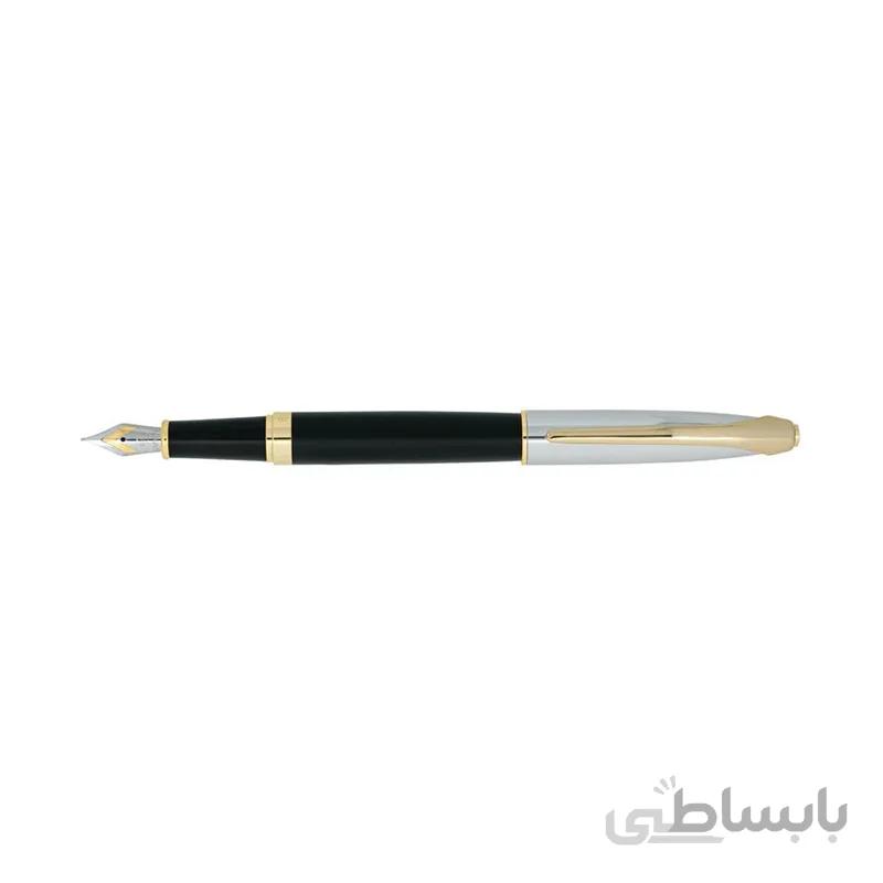 خودنویس یوروپن مدل RING نیمه کروم مشکی مات گیره زرد