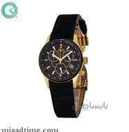ساعت ویولت Violet زنانه کرنوگراف گرد چرمی طلایی مشکی صفحه مشکی کد 0358/2L