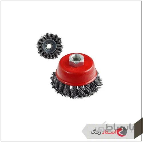 فرچه سیمی کاسه ای 7.5 سانت بافته