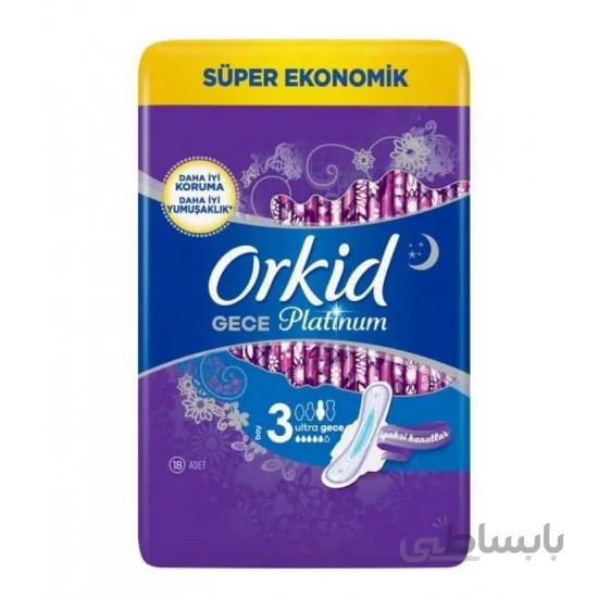 نوار بهداشتی شب اورکید Orkid جذب 5 قطره بسته 18 عددی