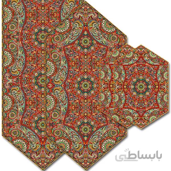 رومیزی مربع ترمه طرح سالار مشکی ابریشم کد 710 کد 410563