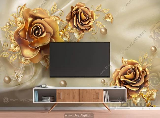 پوستر دیواری پشت تلویزون گل جواهری BA-2631