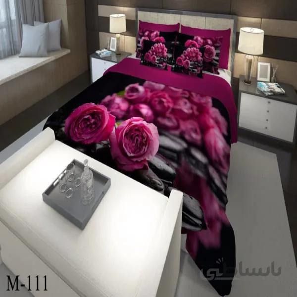 روتختی سه بعدی ساتن ابریشم ترک طرح گلدار - کد M 111