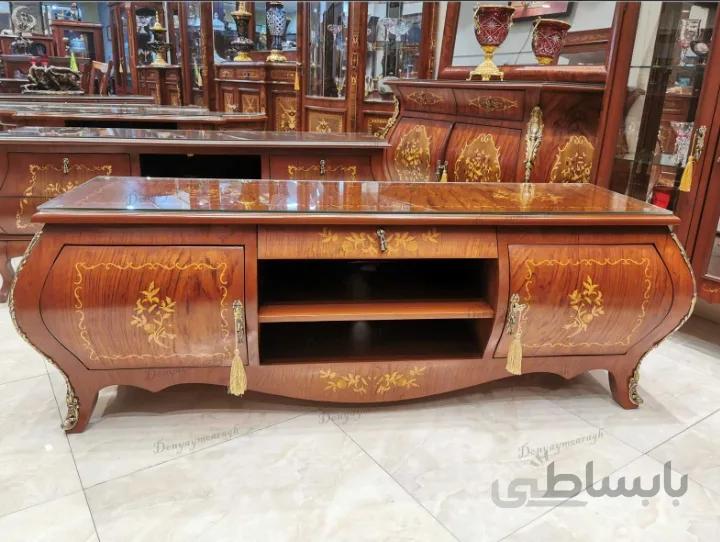 میز تلویزیون چوبی مدل خمره ای کمددار کد ۱۰۱۹۹۹