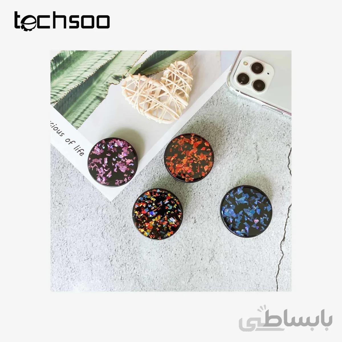 پاپ سوکت دایرهای گلیتری Glitter round shape pop socket