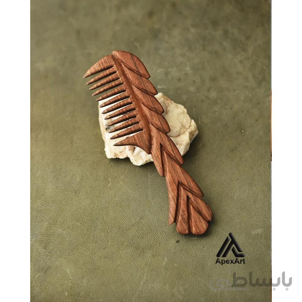 شانه چوبی منتبکاری شده طرح شمیم