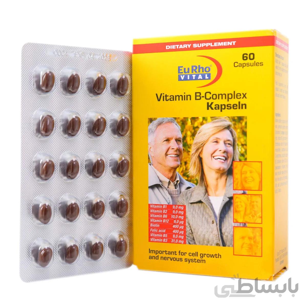 کپسول ویتامین B کمپلکس یورو ویتال 60 عددی ا EuRho Vital Vitamin B Complex
