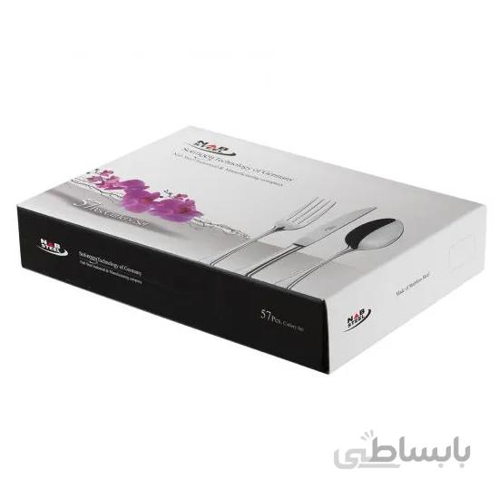 سرویس قاشق و چنگال 12 نفره ناب استیل طرح برلین استیل براق (57 پارچه) ا Nab-Steel Berlin Steel Cutlery Set 57 Pieces