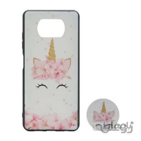 کاور پیونی مدل شیائومی پوکو X3 / X3 NFC پرو طرح Unicorn همراه با پاپ سوکت