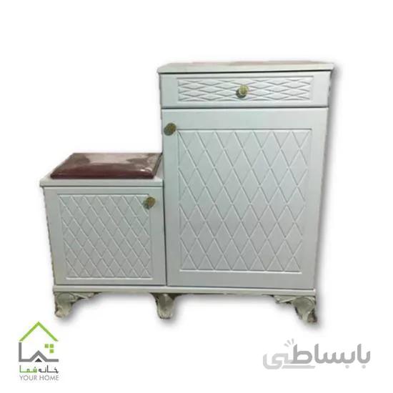 جاکفشی دو درب چوبی با نیمکت نشیمن