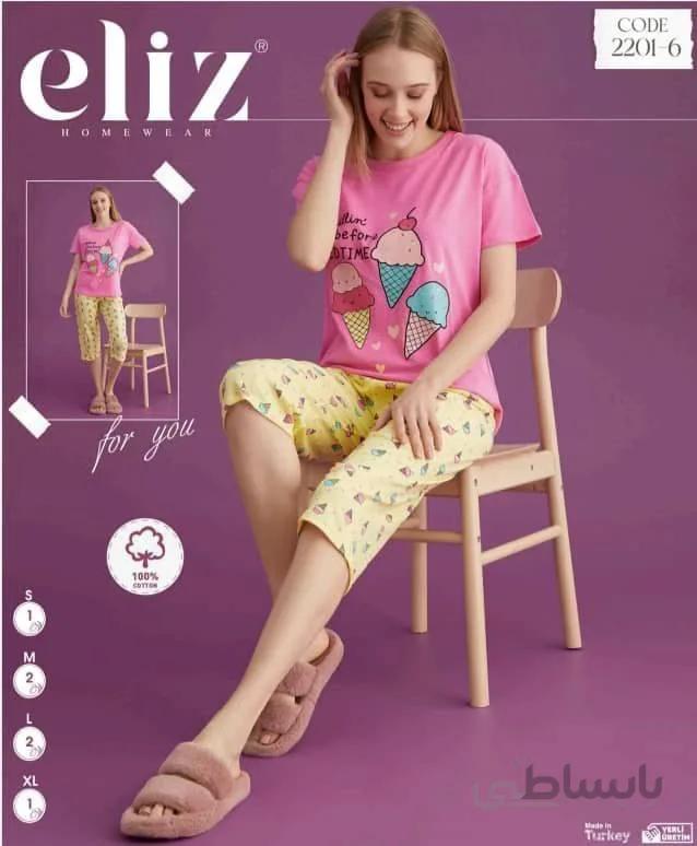 ست تیشرت و شلوارک راحتی زنانه 6-2201 ترک | الیز | Eliz