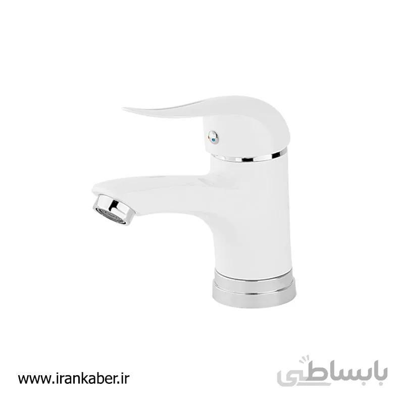 شیر روشویی سفید کروم مدل هیراد برند تیرگان
