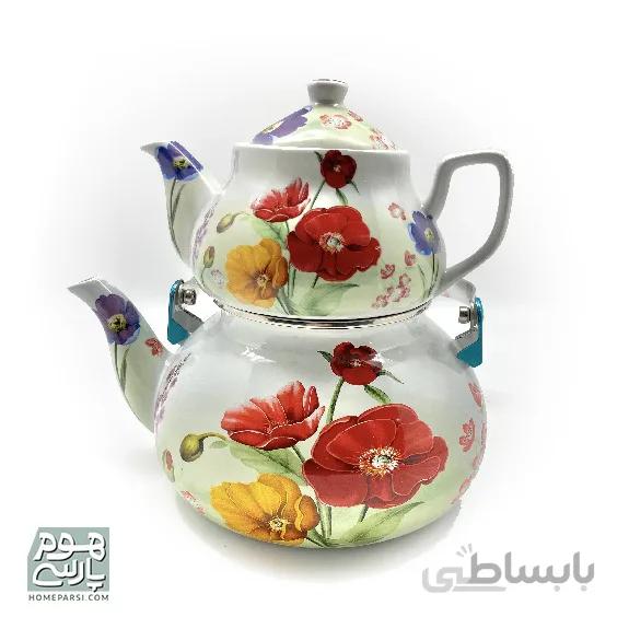 ست کتری و قوری گلدار شش رنگ کد 9011-3