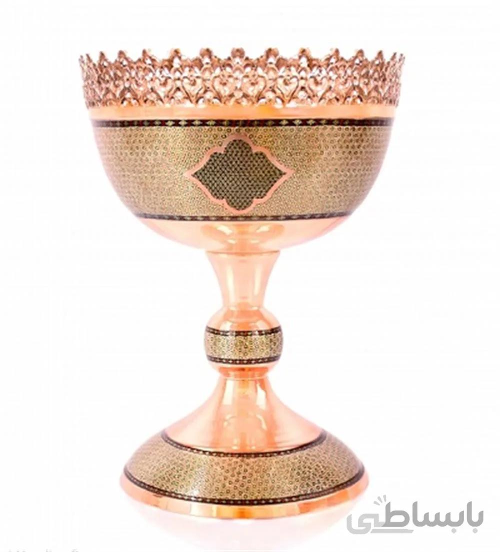 آجیل خوری 40 سانتی متر مس و خاتم ا Nuts, curd, 40 cm, copper studs