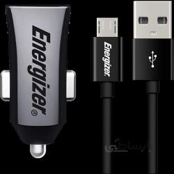 شارژر فندکی Energizer DCA1ACMC3 + کابل میکرو یو اس بی (گارانتی ۲۴ ماهه) ا Energizer DCA1ACMC3 car charger + microUSB cable