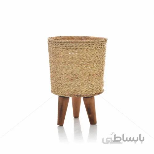 پایه گلدان حصیری مدل سه پایه قطر 26 سانت
