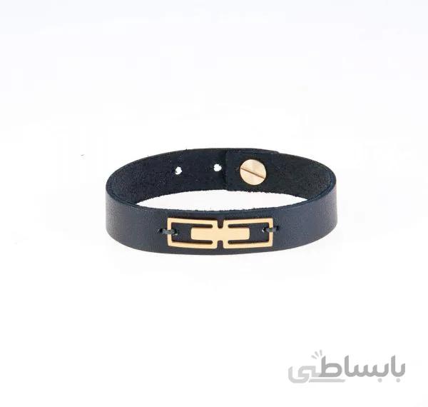 دستبند چرمی طلایی فلزی مردانه LM1016