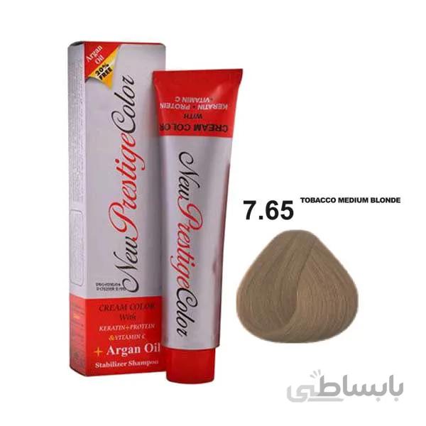 رنگ موی نیو پرستیژ کالر سری فندقی شماره 7.65 رنگ بلوند فندقی متوسط حجم 120 میلی لیتر