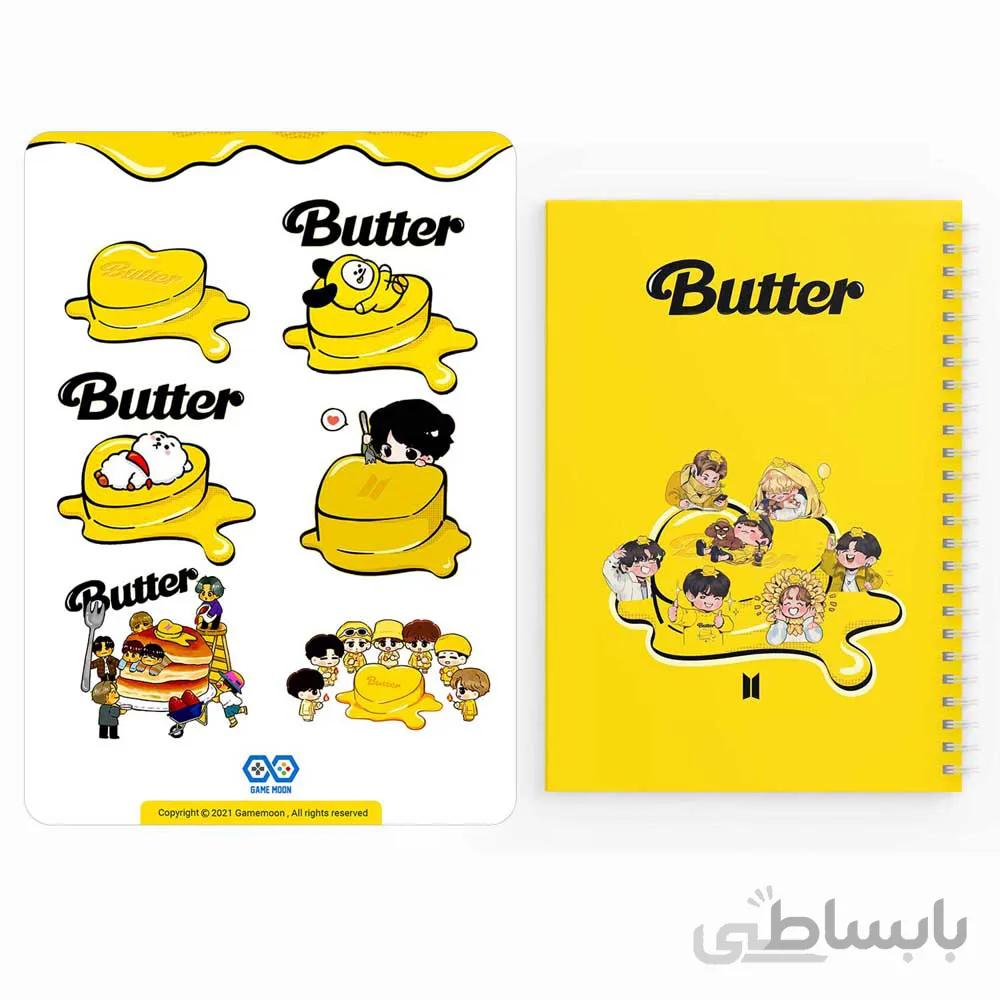 دفترچه يادداشت bts butter به همراه مجموعه ٦ عددی استيكر-کد 2022