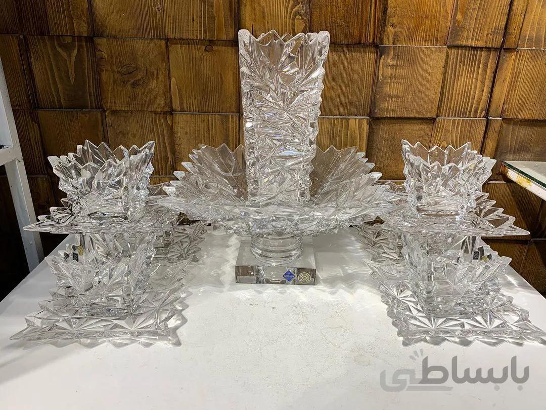 14پارچه کریستال بوهمیا ۲۴درصد اصل چک قدیمی تمام تراش دار و سنگین وزن نونو فوق العاده زیبا و کم یاب