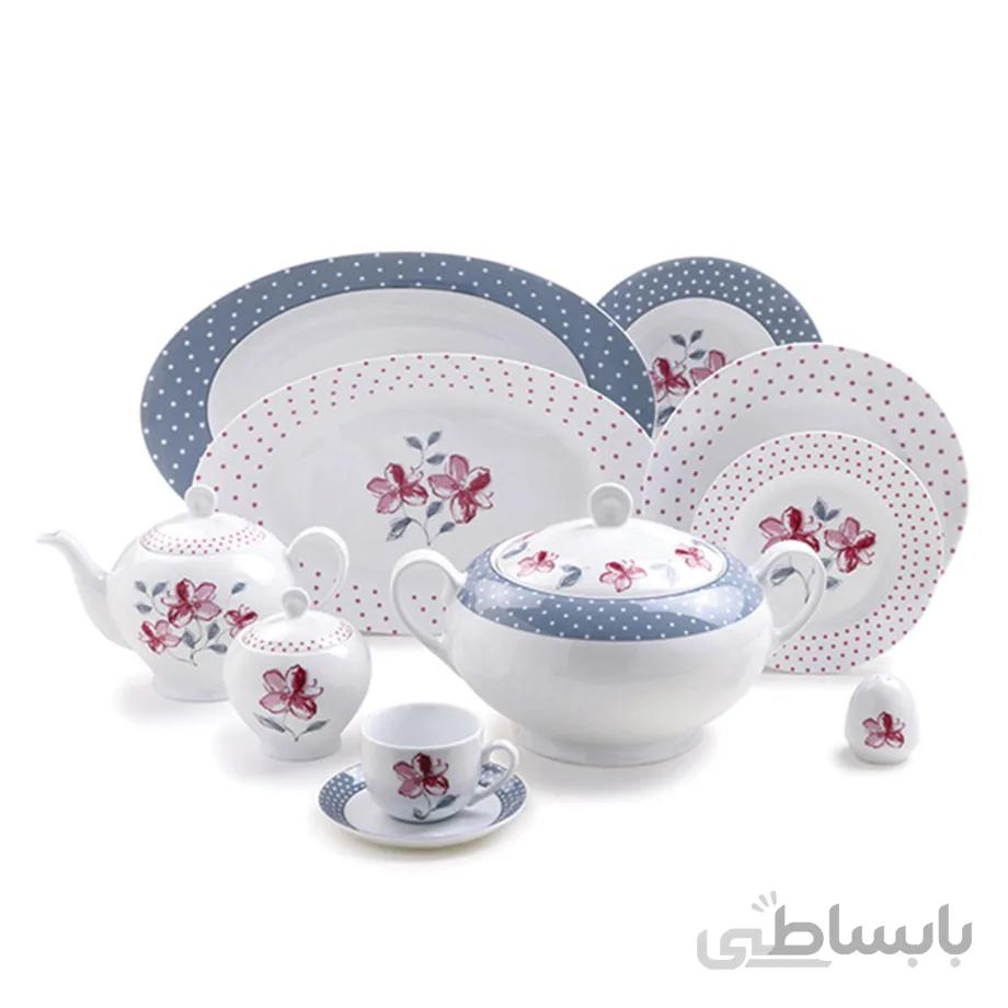 سرویس چینی 102 پارچه چینی زرین سری ایتالیا اف مدل والنسیا ارغوانی