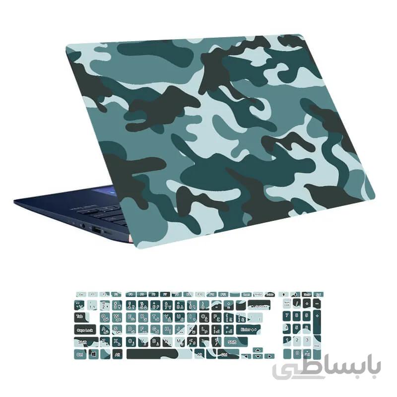 اسکین لپ تاپ طرح Military کد ۰۹ به همراه استیکر کیبورد