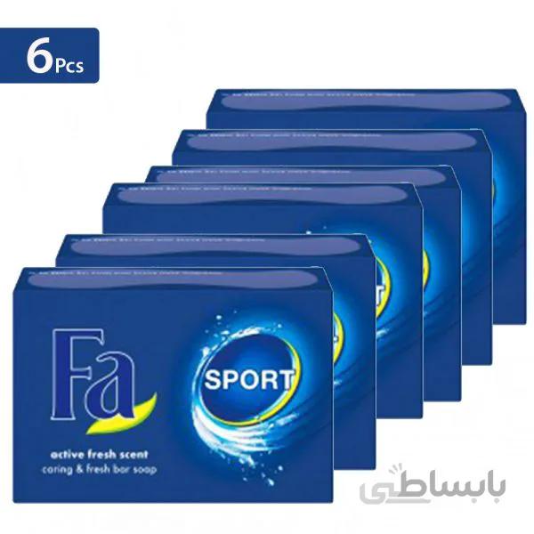 صابون فا ۱۷۵ گرم Sport – همراه با رایحه تازه فعال – باکس ۶ عددی – Fa Soap Active fresh scent