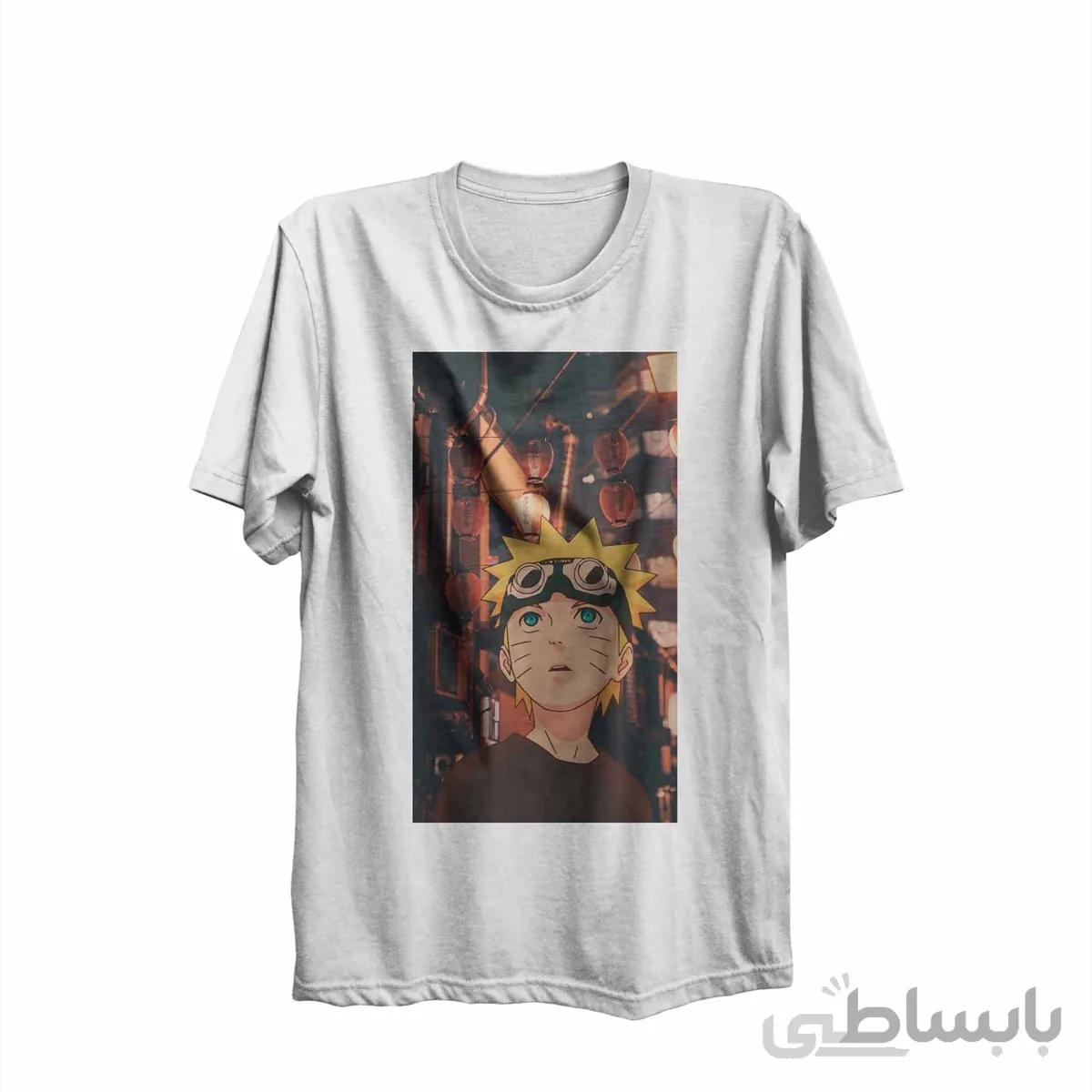 تیشرت یقه گرد سفید انیمه ناروتو Naruto کد KCT10391