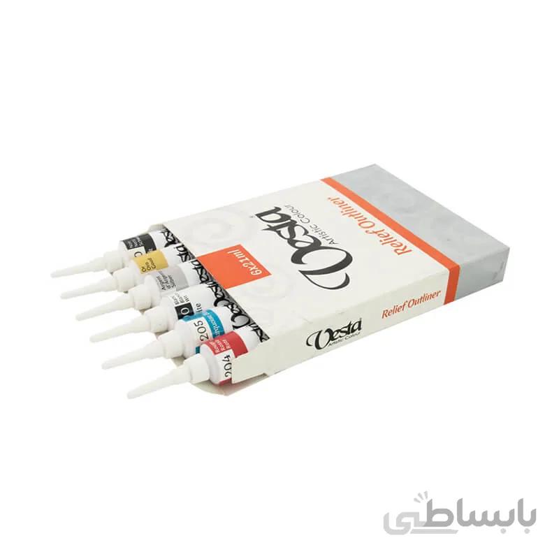 ست خمیر دورگیر شیشه و پارچه 6رنگ 20ml وستا