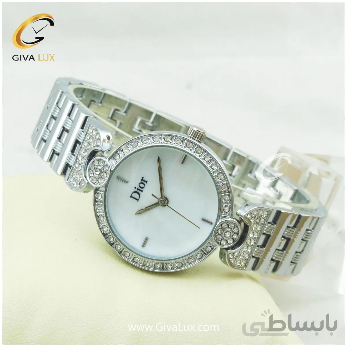 ساعت مچی زنانه بند فلزی نگین دار دیور