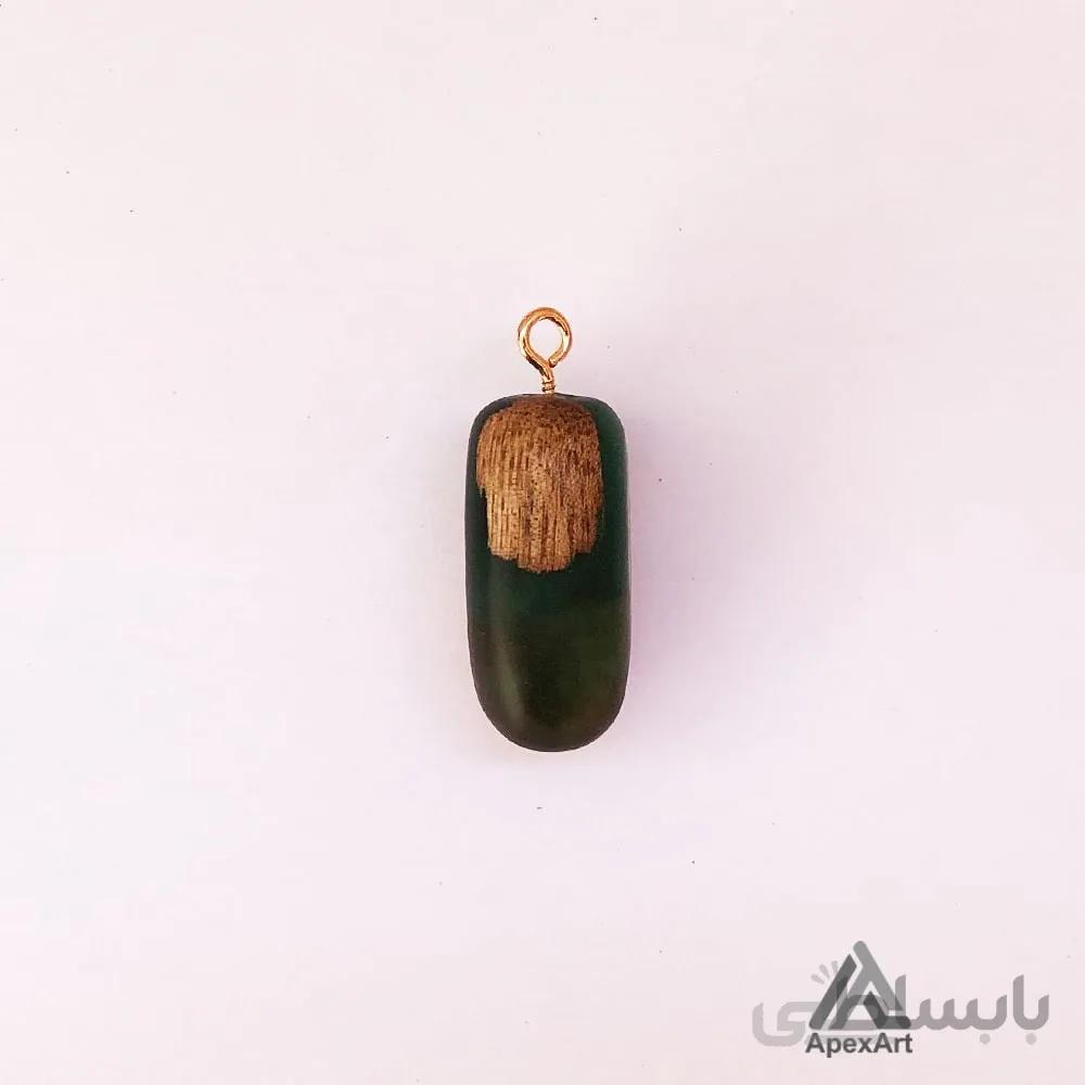گردنبند چوب و رزین طرح کهربا