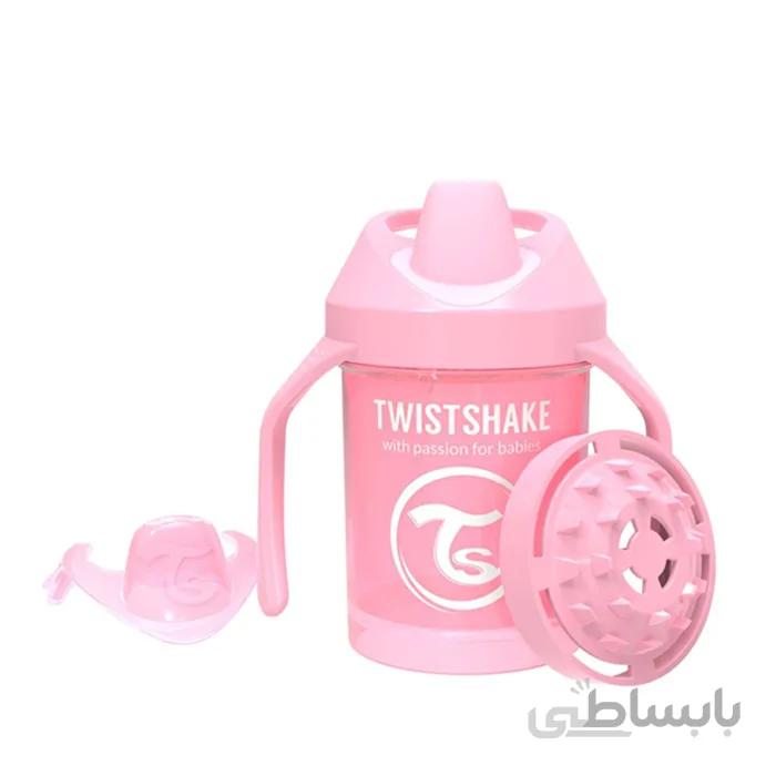 لیوان آبمیوه خوری دسته دار تویست شیک TWISTSHAKE صورتی پاستلی 230 میل