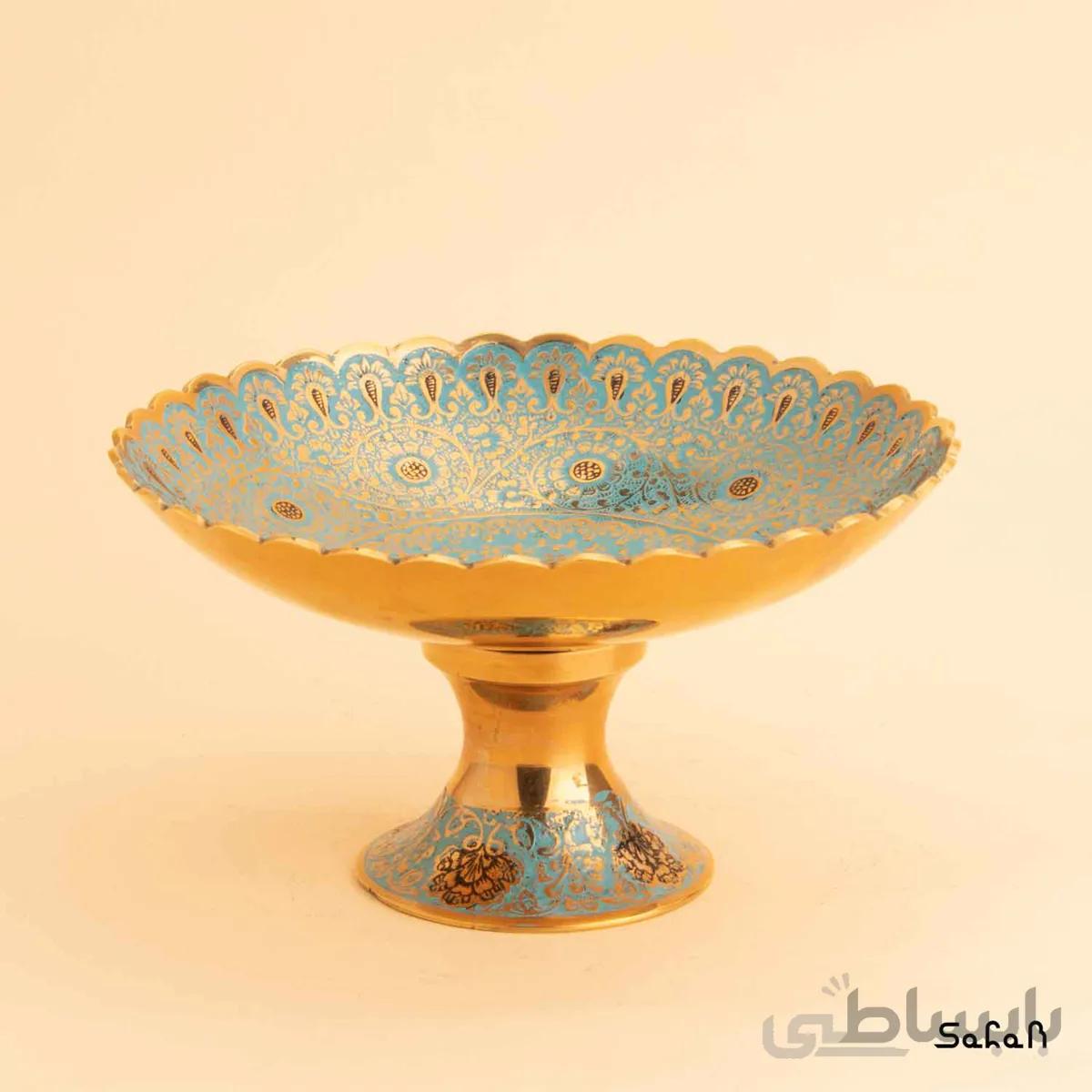 شیرینی خوری پایه دار برنجی میناکاری مدل تمشک