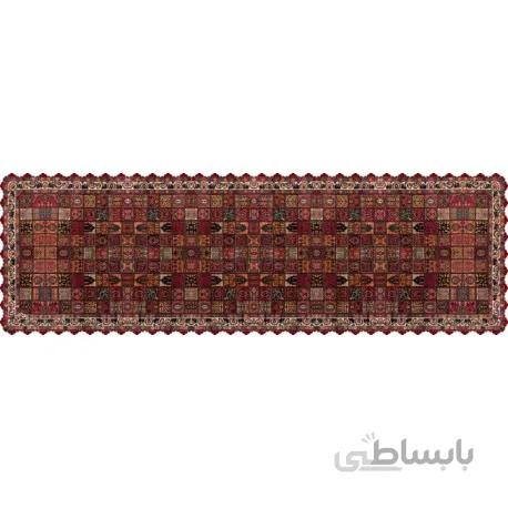 رانر مخمل فرش خشتی زرشکی