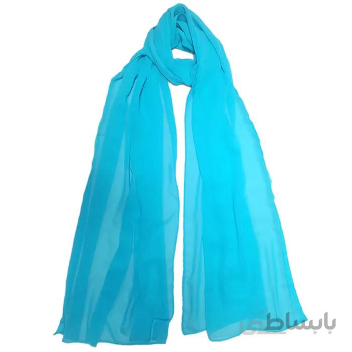 شال زنانه حریر آبی کمرنگ