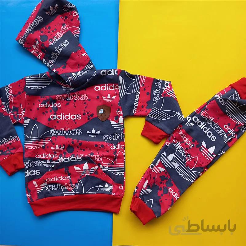 ست هودی و شلوار بچگانه پسرانه کلاه دار طرح آدیداس سایز 35 و 40 کد 357