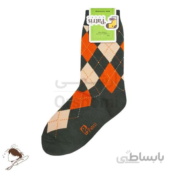 جوراب ساق دار طرح اسکاچ لوزی سبز پاتریس
