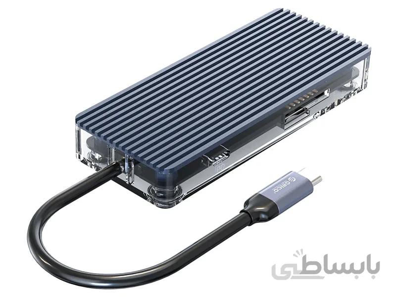 هاب 8 پورت تایپ سی اوریکو Orico WB-8p Type-C 8-in-1 Transparent Hub ا Orico WB-8p Type-C 8-in-1 Transparent Hub