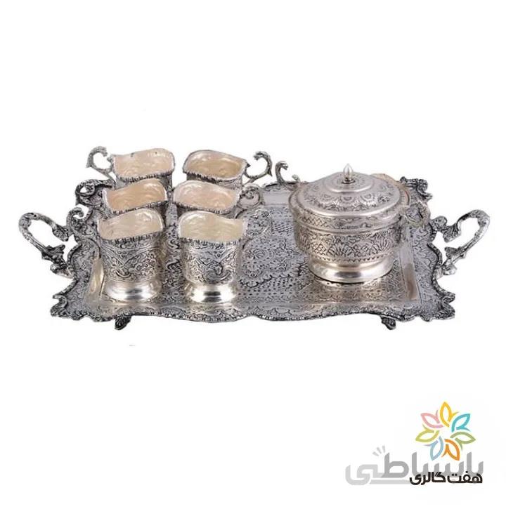 سرویس چایخوری ۶ نفره نقره نما کد ۱۰۳۹۱